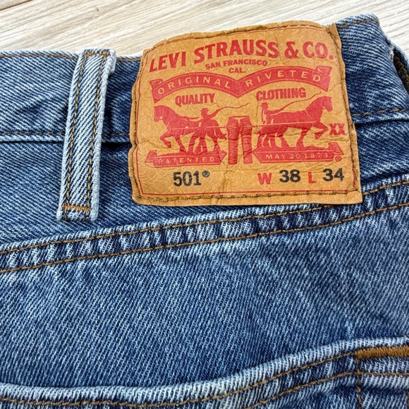 Levi's 501 Mens Jeans Blue Button Fly Straight Leg W38 L34 00501 0193 - Picture 2 of 11